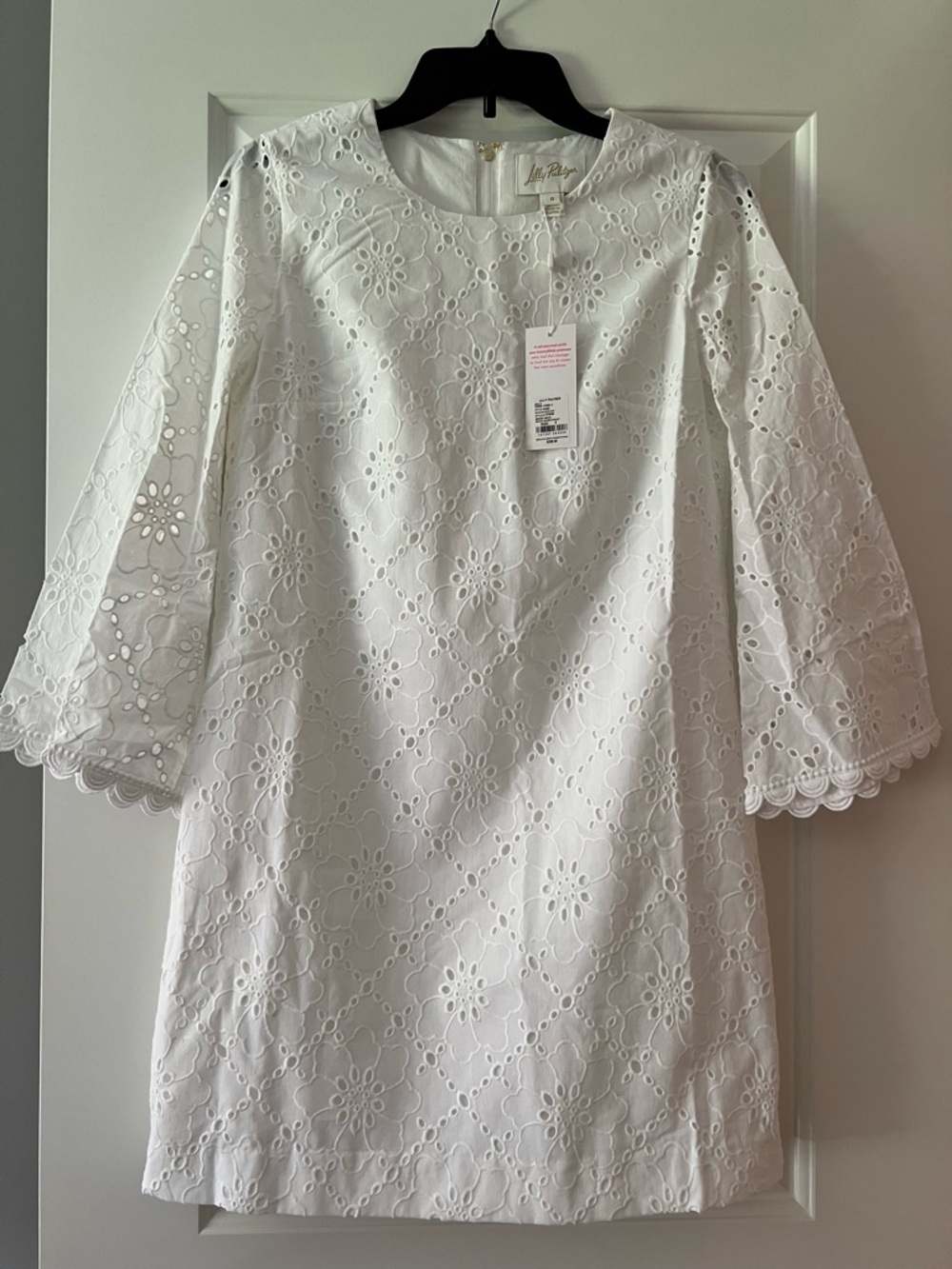 Lilly Pulitzer Richie 3/4 Sleeve White Floral Eyelet Shift Dress